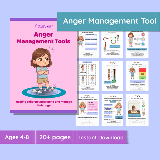 Anger Management Kit for Kids | Lio's SEL Worksheets Ages 4-8 | Calm Down Activities | Tantrum Toolkit | Coping Skills Printable