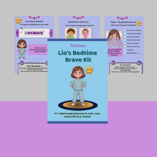 Bedtime Anxiety Kit for Kids | Lio's Bedtime Brave Workbook Ages 4-8 | Sleep Worries Printable | Fear of Dark | SEL Activities